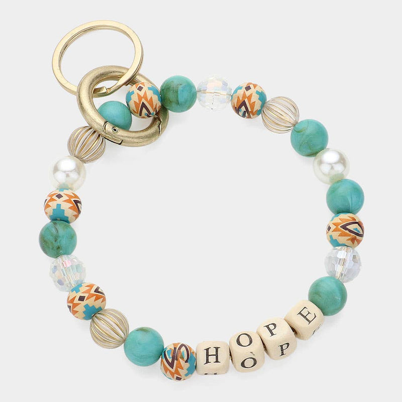 HOPE Message Accented Pearl Beaded Keychain / Bracelet-zoom-