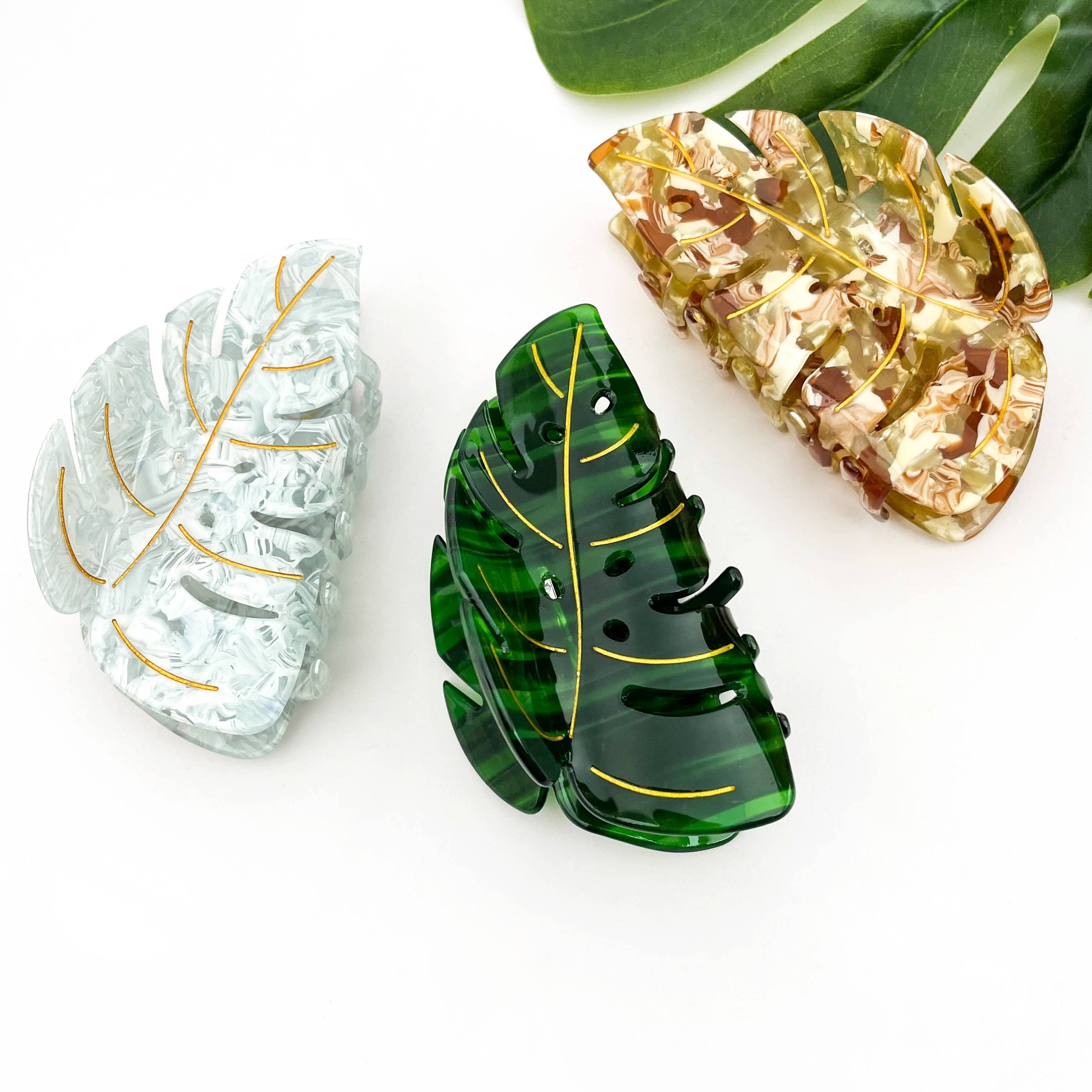 Tropical Monstera Leaf Hair Claw Clip-zoom-1