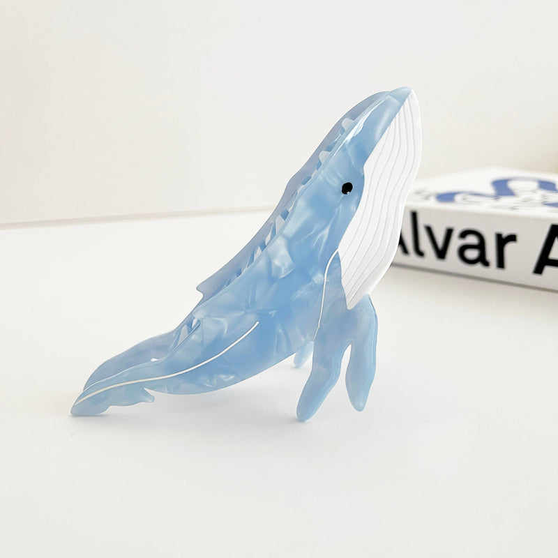 Light Blue Whale Claw Clip,Animal Hair Clip-zoom-