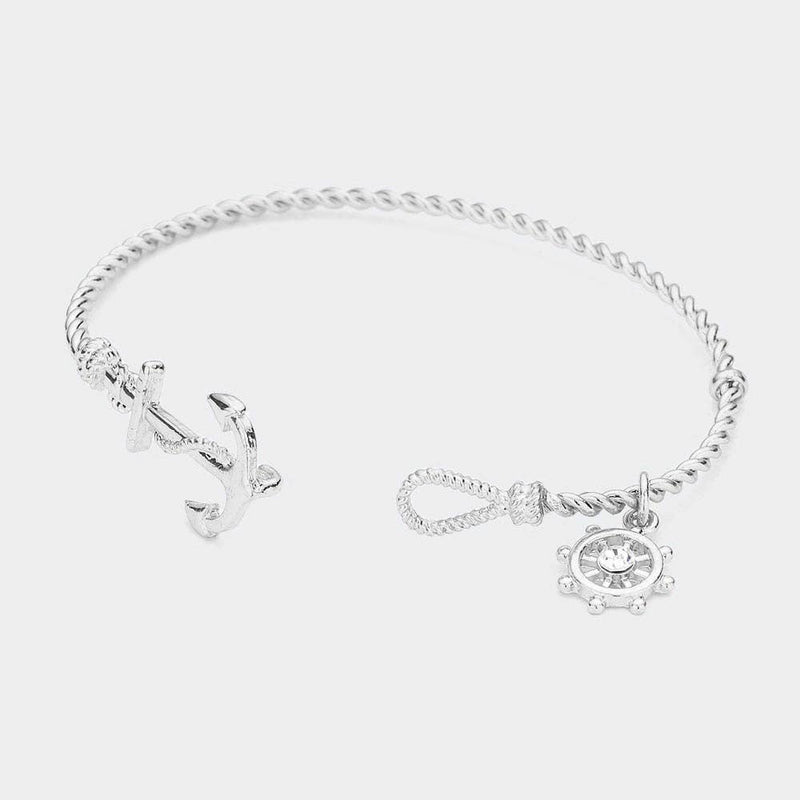 NAUTICAL ANCHOR HELM CHARM HOOK BRACELET-zoom-