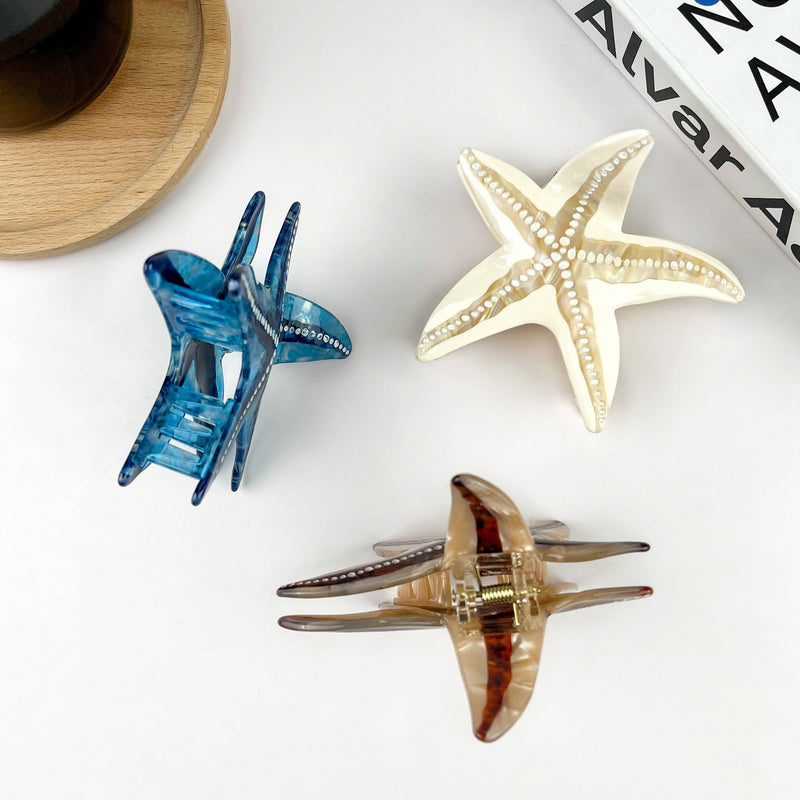 Starfish Hair Clip, Acetate Claw Clip-zoom-
