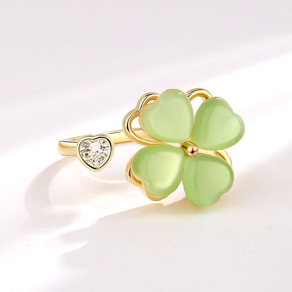 Four Leaf Clover Anxiety Fidget Spinner Ring in Solid Copper-zoom-4