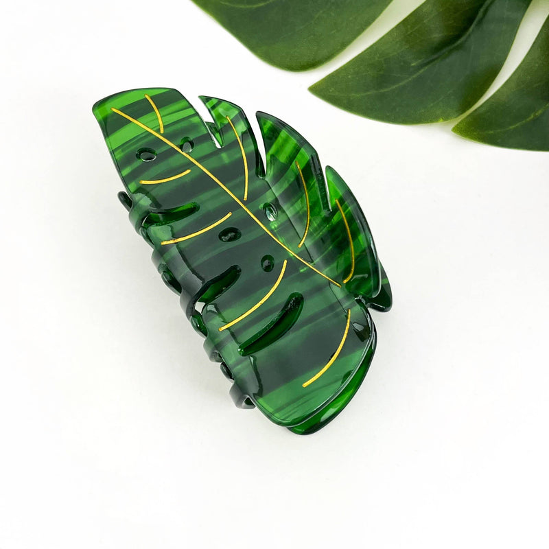 Tropical Monstera Leaf Hair Claw Clip-zoom-