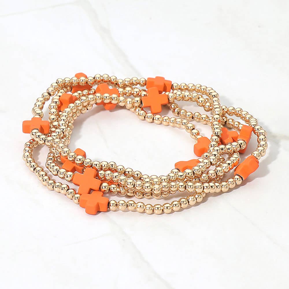 5PCS - Cross Pointed Metal Ball Beaded Multi Bracelets-zoom-21