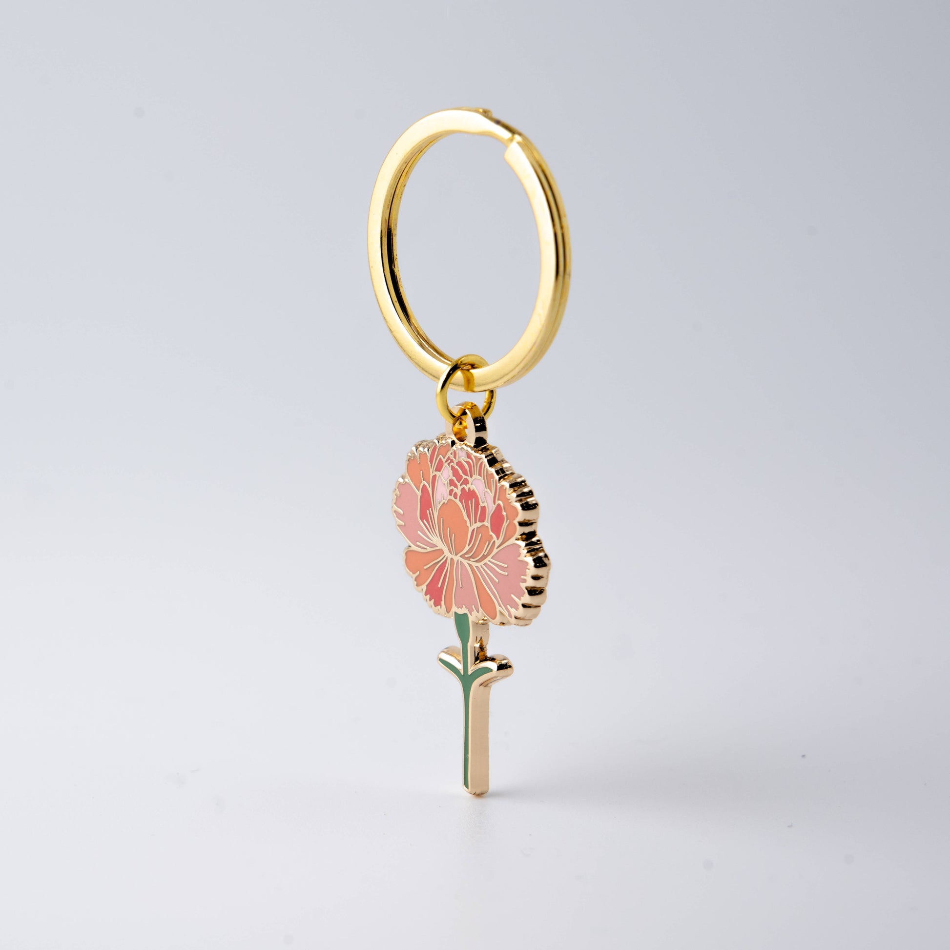 Pink Carnation Flower Keychain Bag Charm Floral & Plant Gift-5