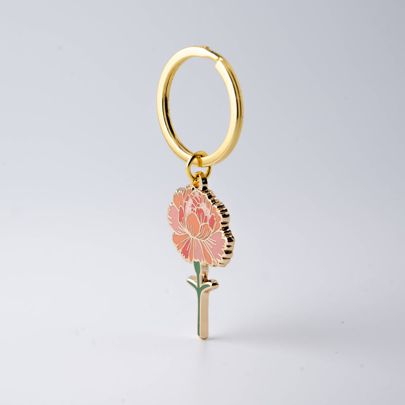 Pink Carnation Flower Keychain Bag Charm Floral & Plant Gift-zoom-
