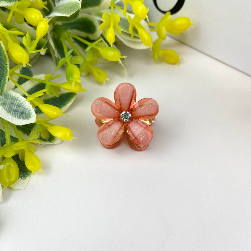 Metal flower small hair clips pearl rhinestone clip-zoom-