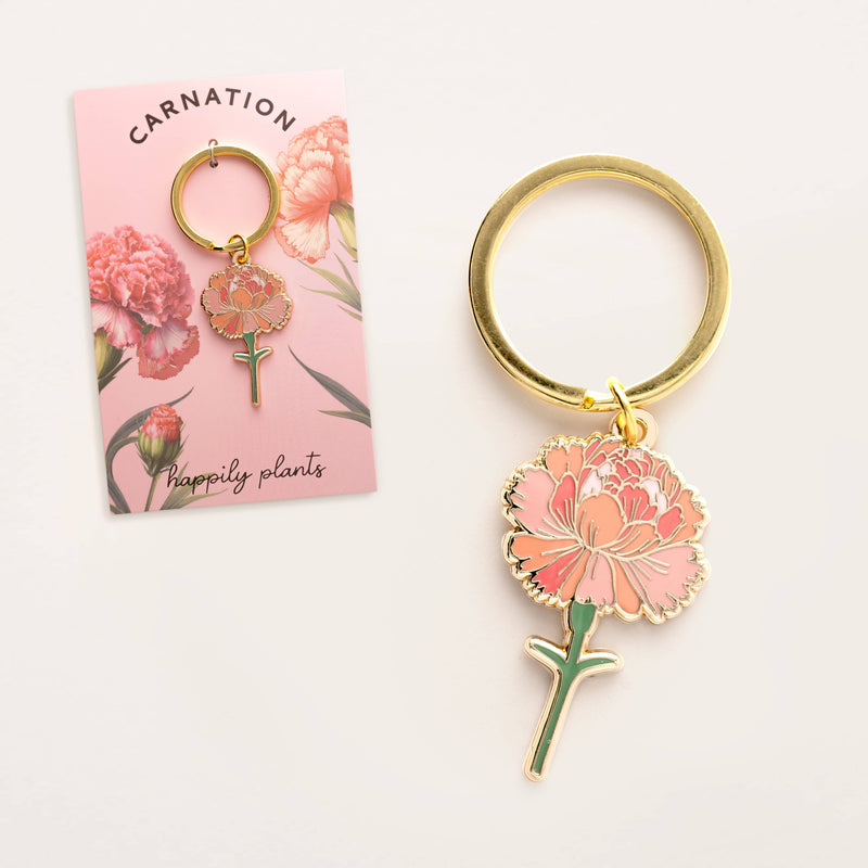 Pink Carnation Flower Keychain Bag Charm Floral & Plant Gift-zoom-