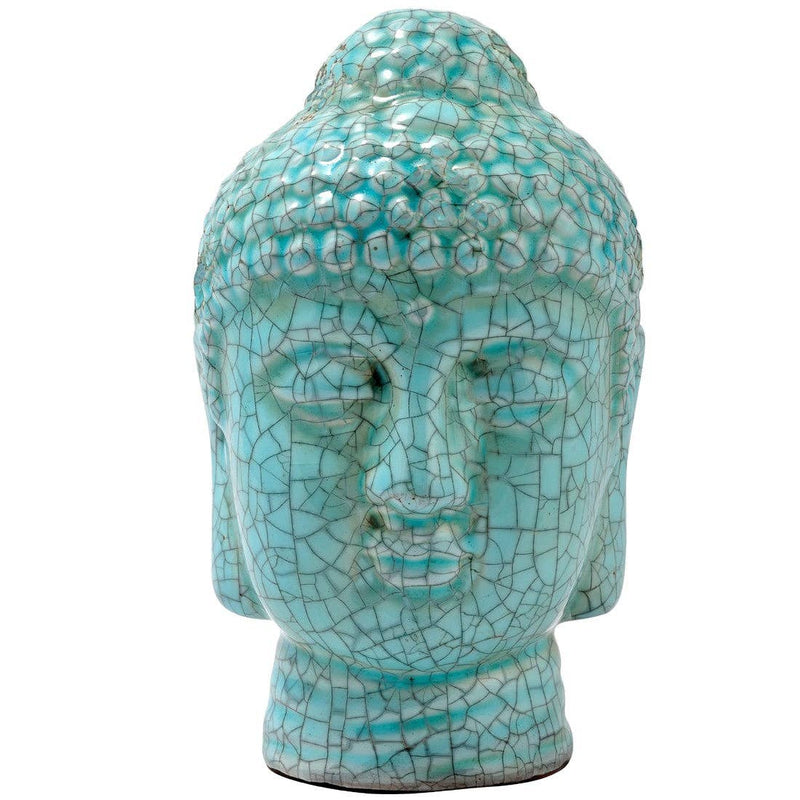 Blue Crackle-Finish Buddha Head-zoom-