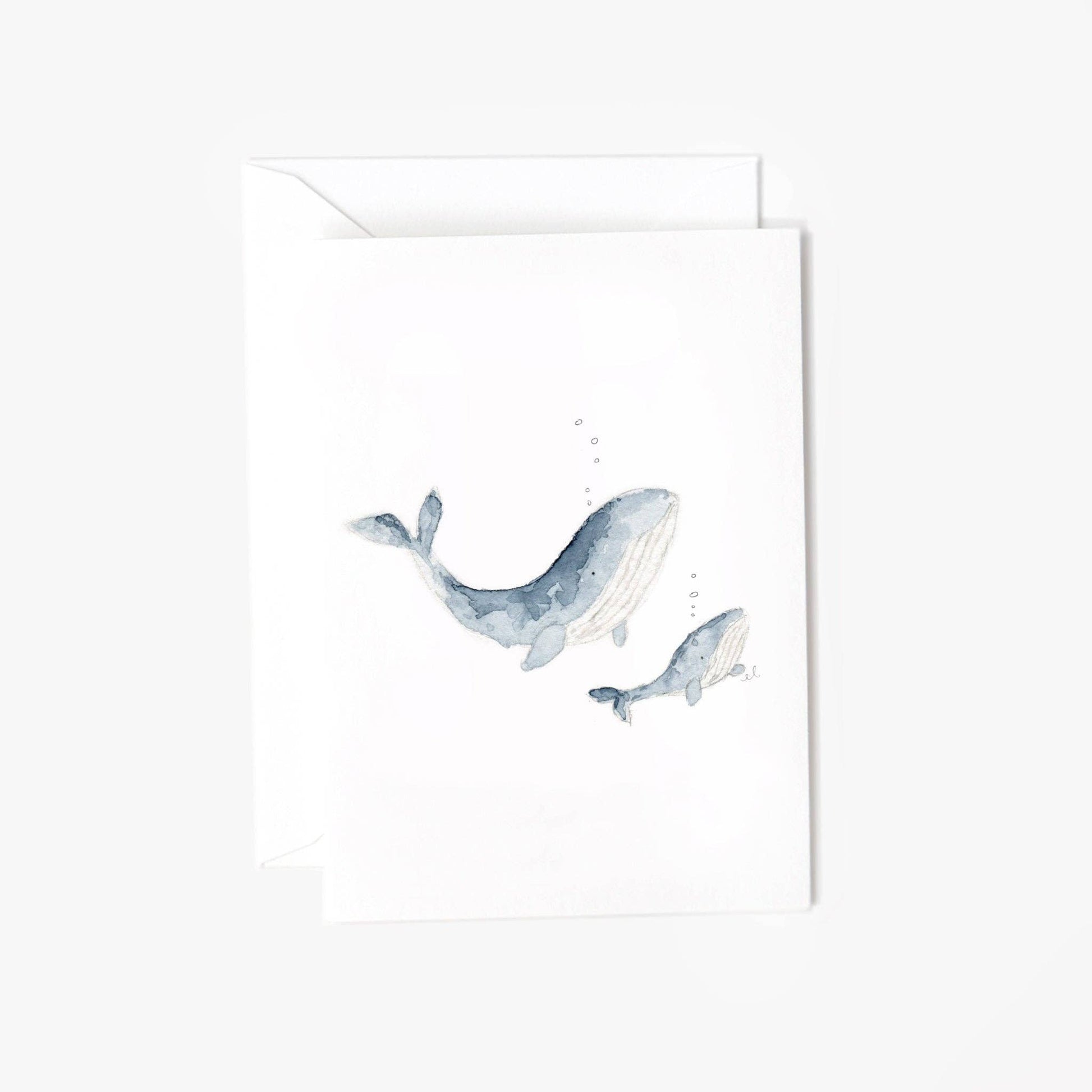 LITTLE WHALE LOVE - MINI WATERCOLOR CARD-1