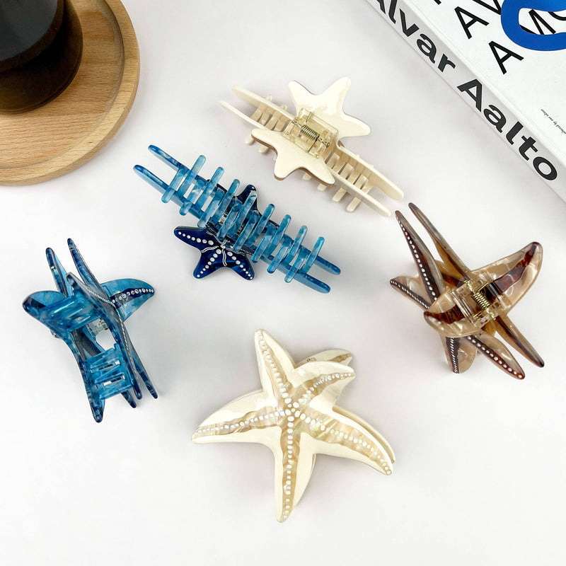 Starfish Hair Clip, Acetate Claw Clip-zoom-