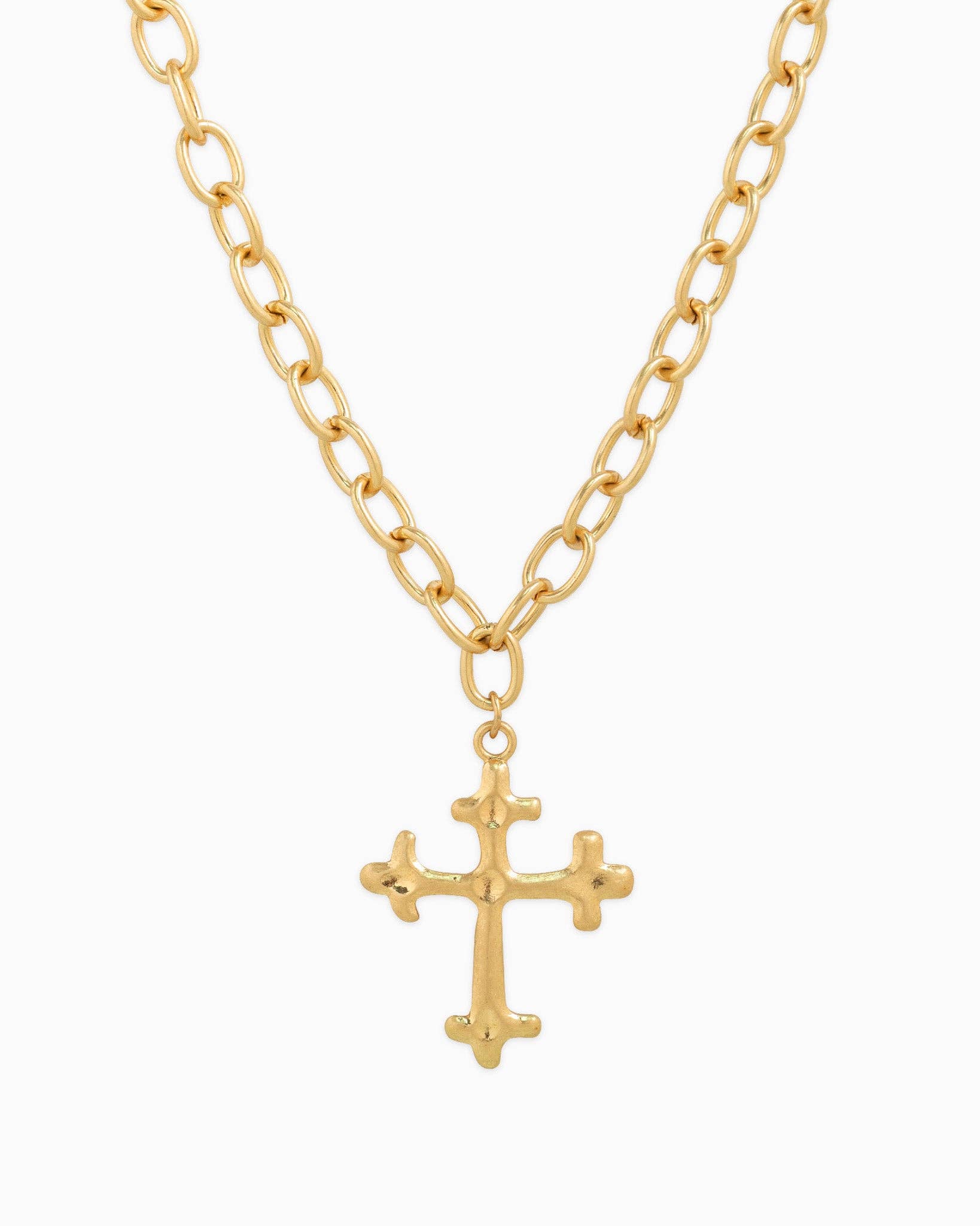 Bold Oval Chain Cross Necklace-zoom-2