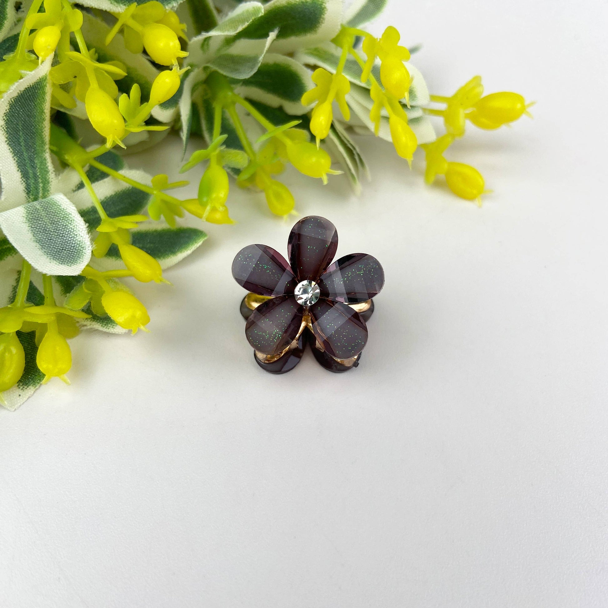 Metal flower small hair clips pearl rhinestone clip-12