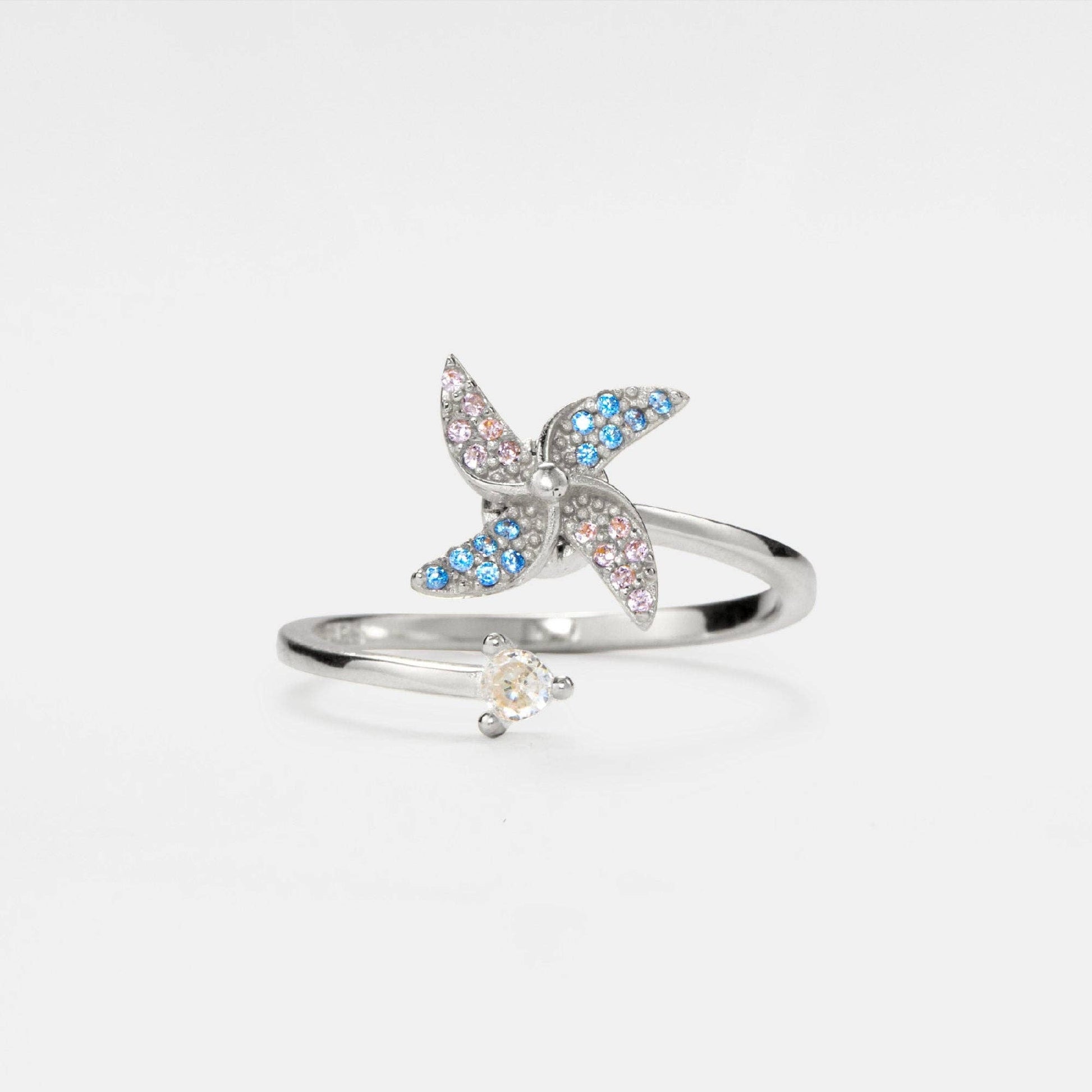Windmill Anxiety Fidget Spinner Ring in 925 Sterling Silver-1