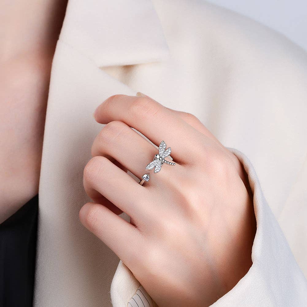 Dragonfly Anxiety Fidget Spinner Ring in Solid Copper-zoom-2