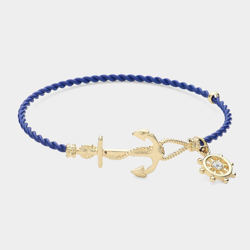NAUTICAL ANCHOR HELM CHARM HOOK BRACELET-zoom-