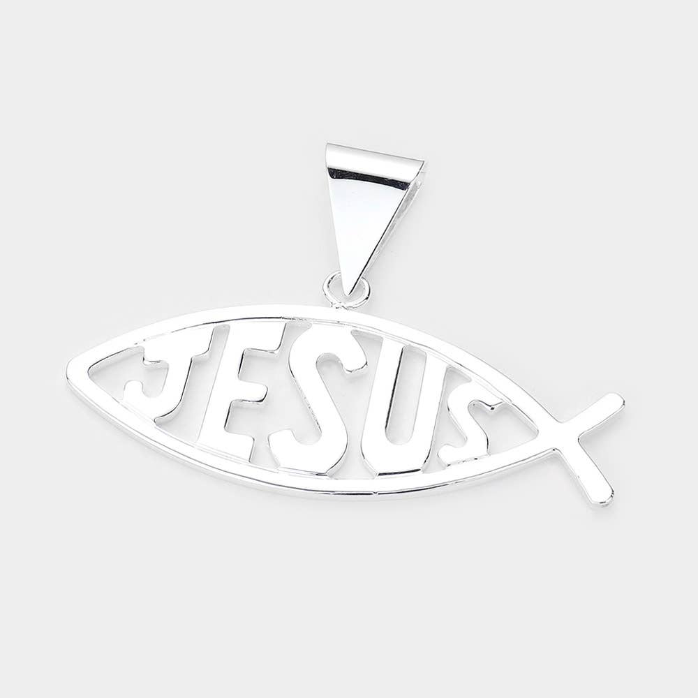 JESUS Message Metal Ichthys Pendant-1