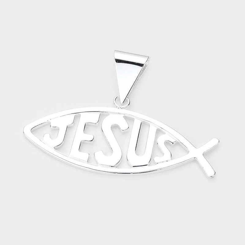 JESUS Message Metal Ichthys Pendant-zoom-