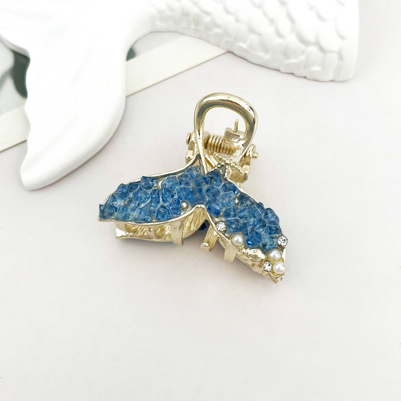 Mermaid Tail Rhinestone Hair Claw, Elegant Metal Hair Clip-zoom-