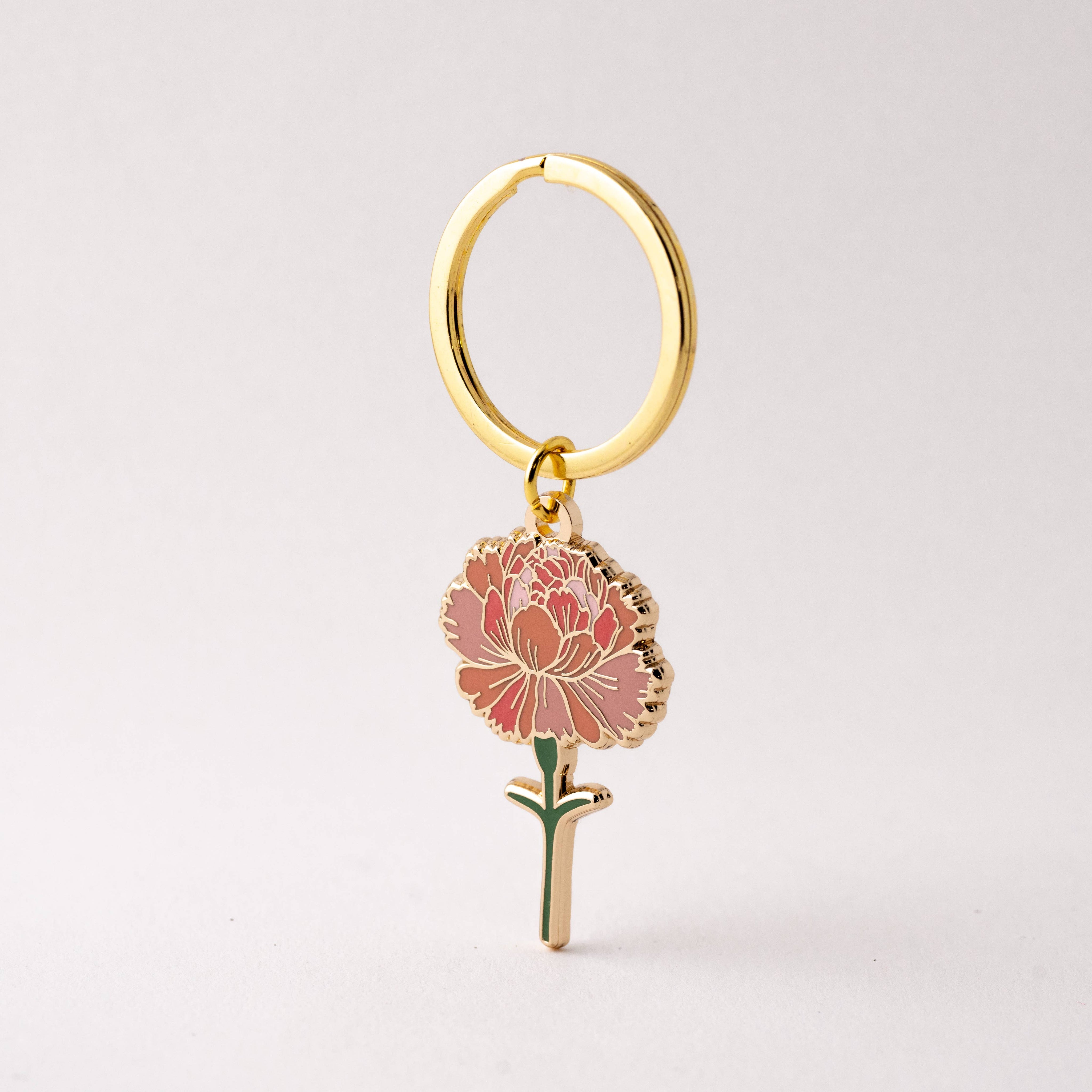 Pink Carnation Flower Keychain Bag Charm Floral & Plant Gift-zoom-1