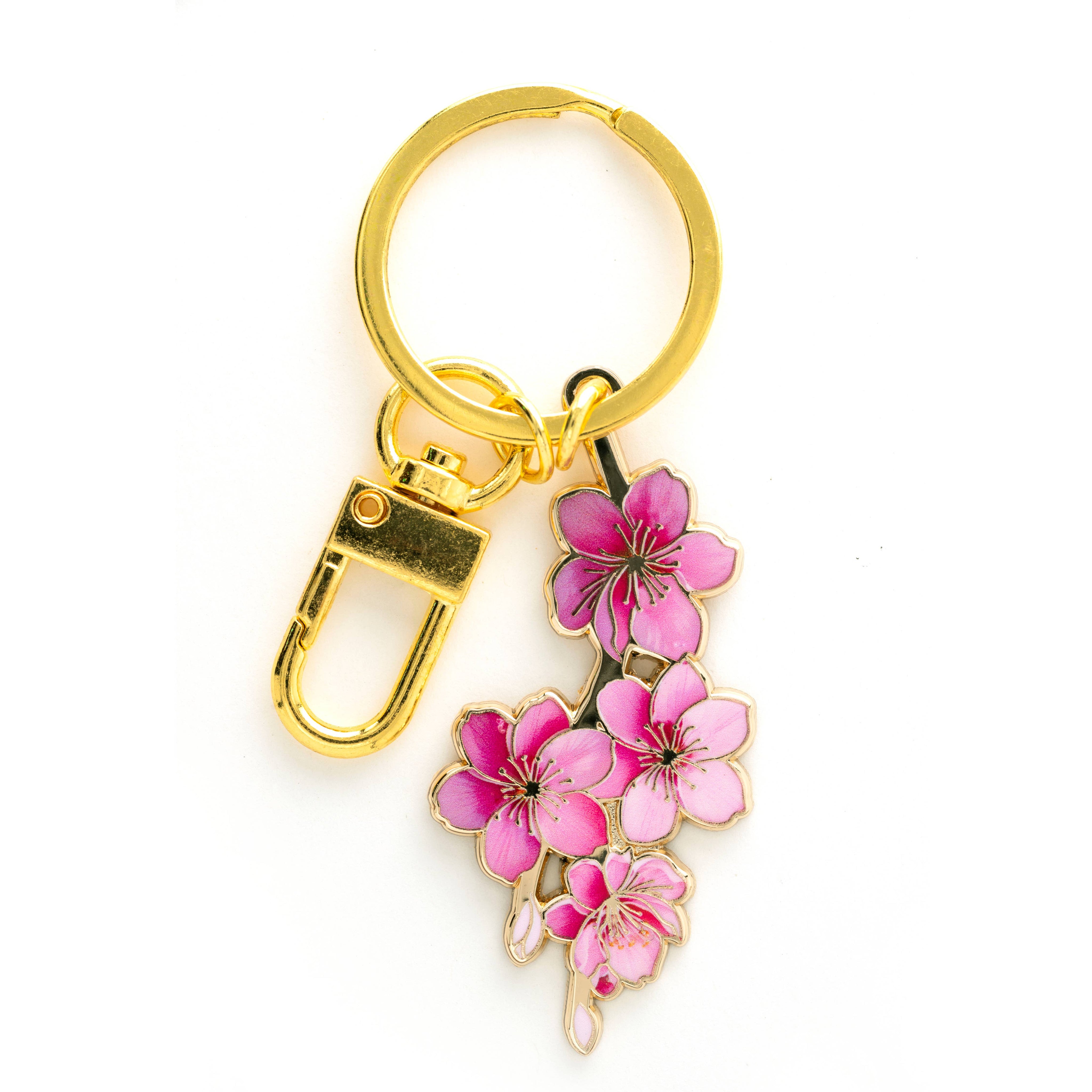 Japanese Cherry Blossom Keychain & Bag Charm,-zoom-3