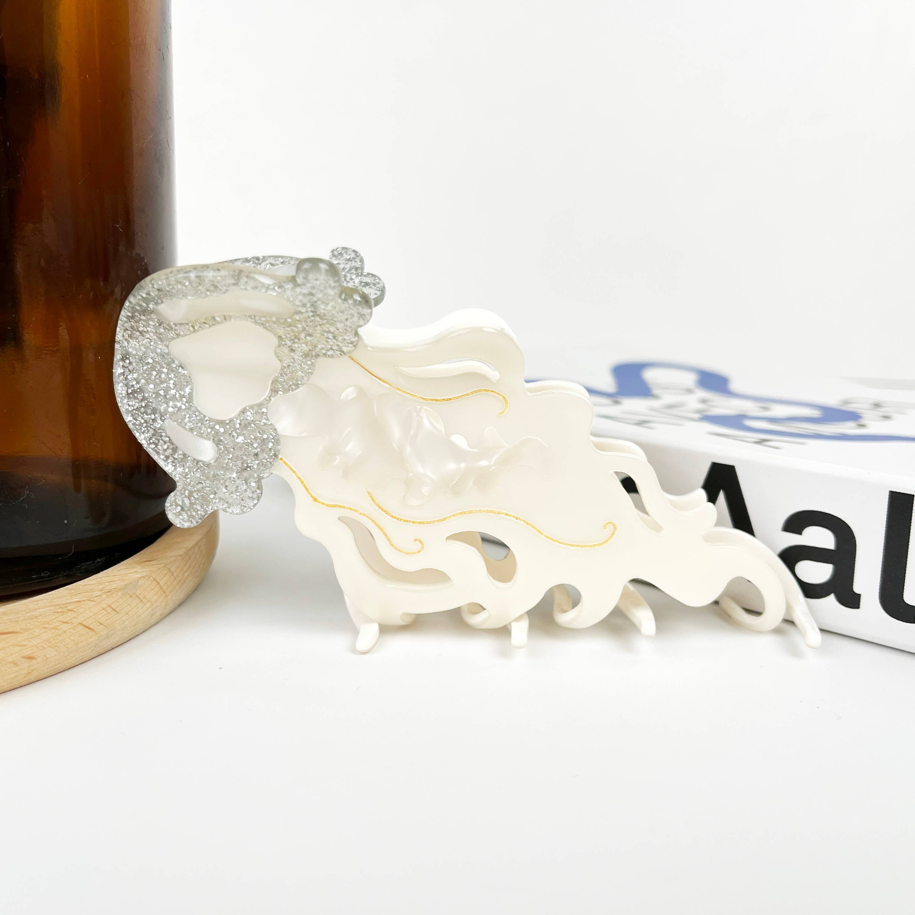 Jellyfish Claw Clip,Marine Life Hair Clips: White-zoom-6