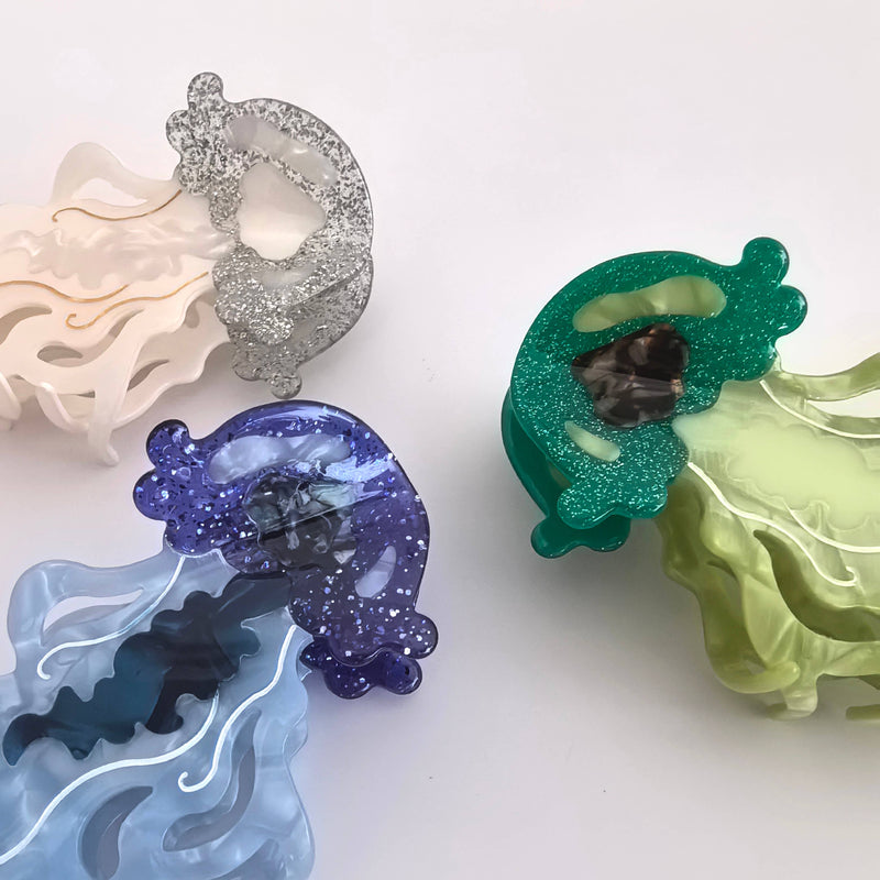 Jellyfish Claw Clip,Marine Life Hair Clips: White-zoom-