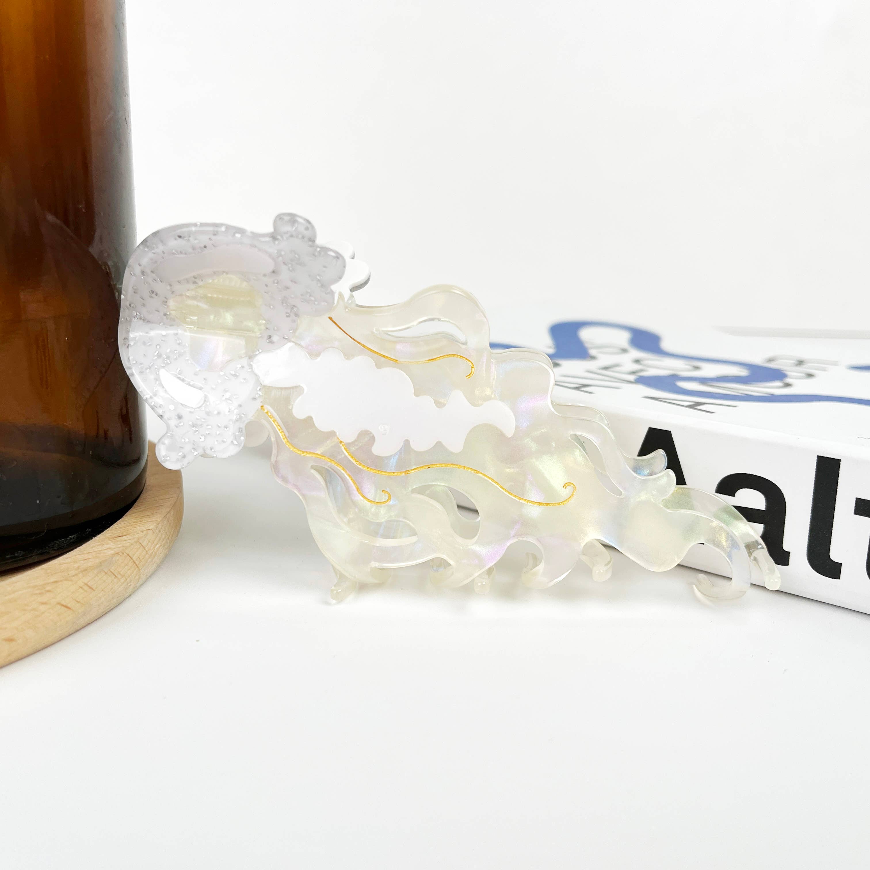 Jellyfish Claw Clip,Marine Life Hair Clips: White