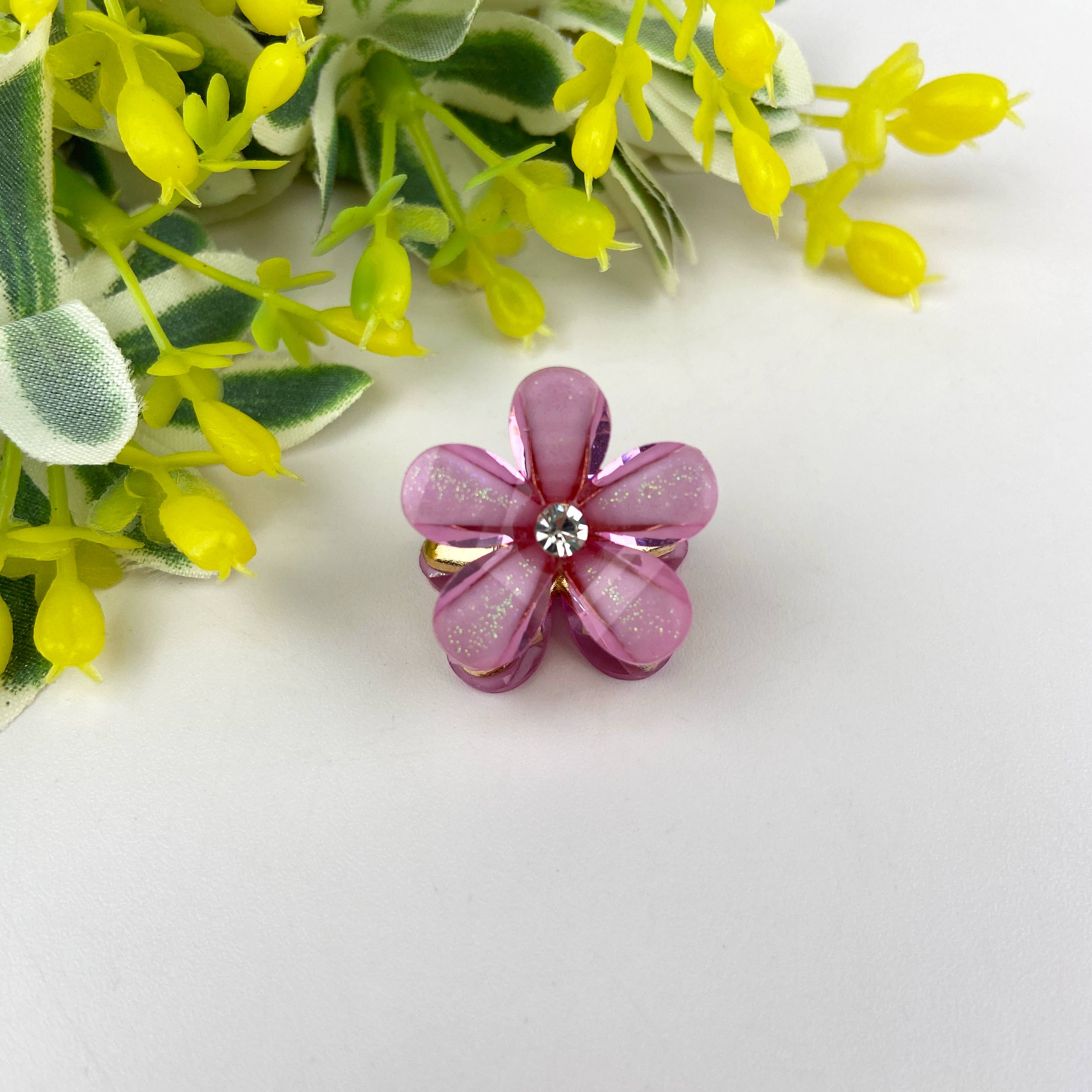 Metal flower small hair clips pearl rhinestone clip-zoom-4