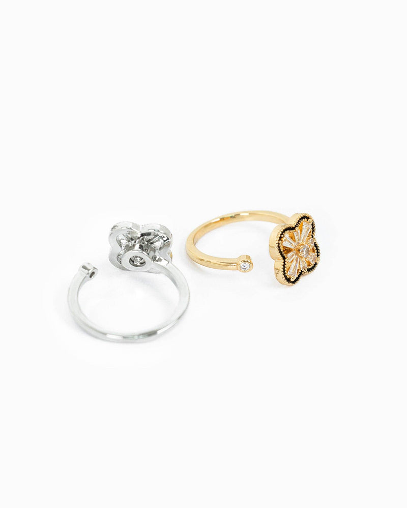 Anti Anxiety Fidget Clover CZ Adjustable Ring-zoom-