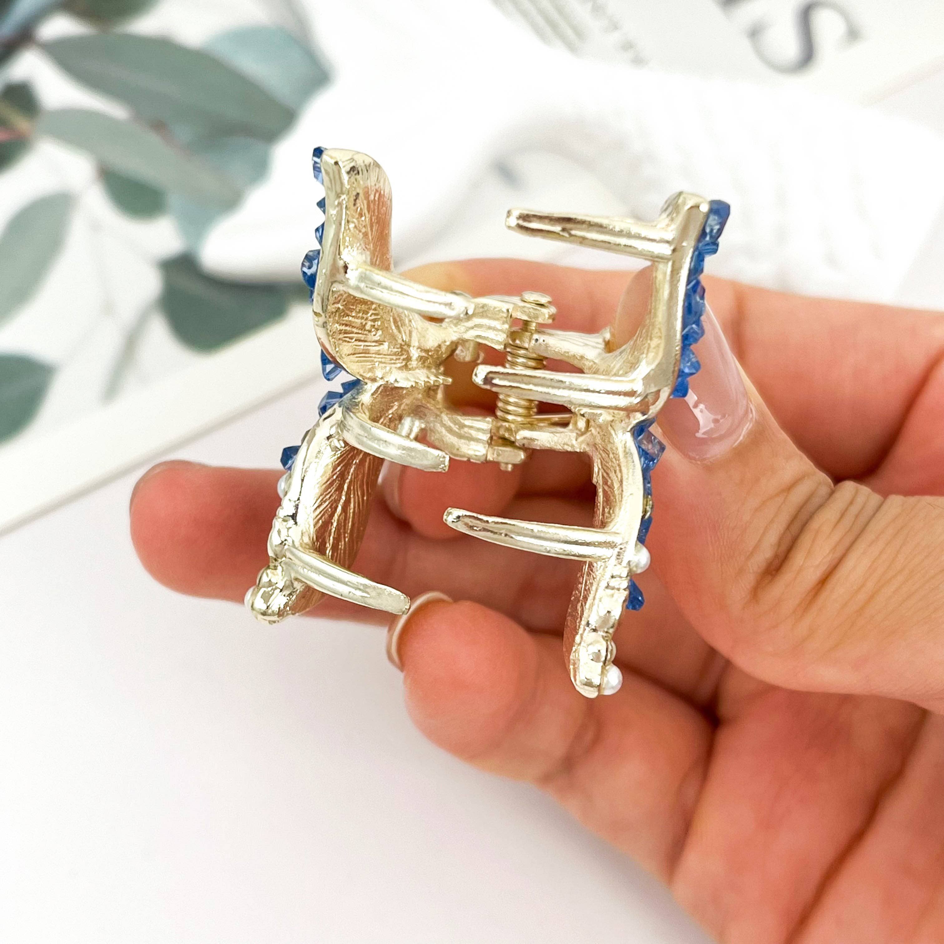 Mermaid Tail Rhinestone Hair Claw, Elegant Metal Hair Clip-zoom-5