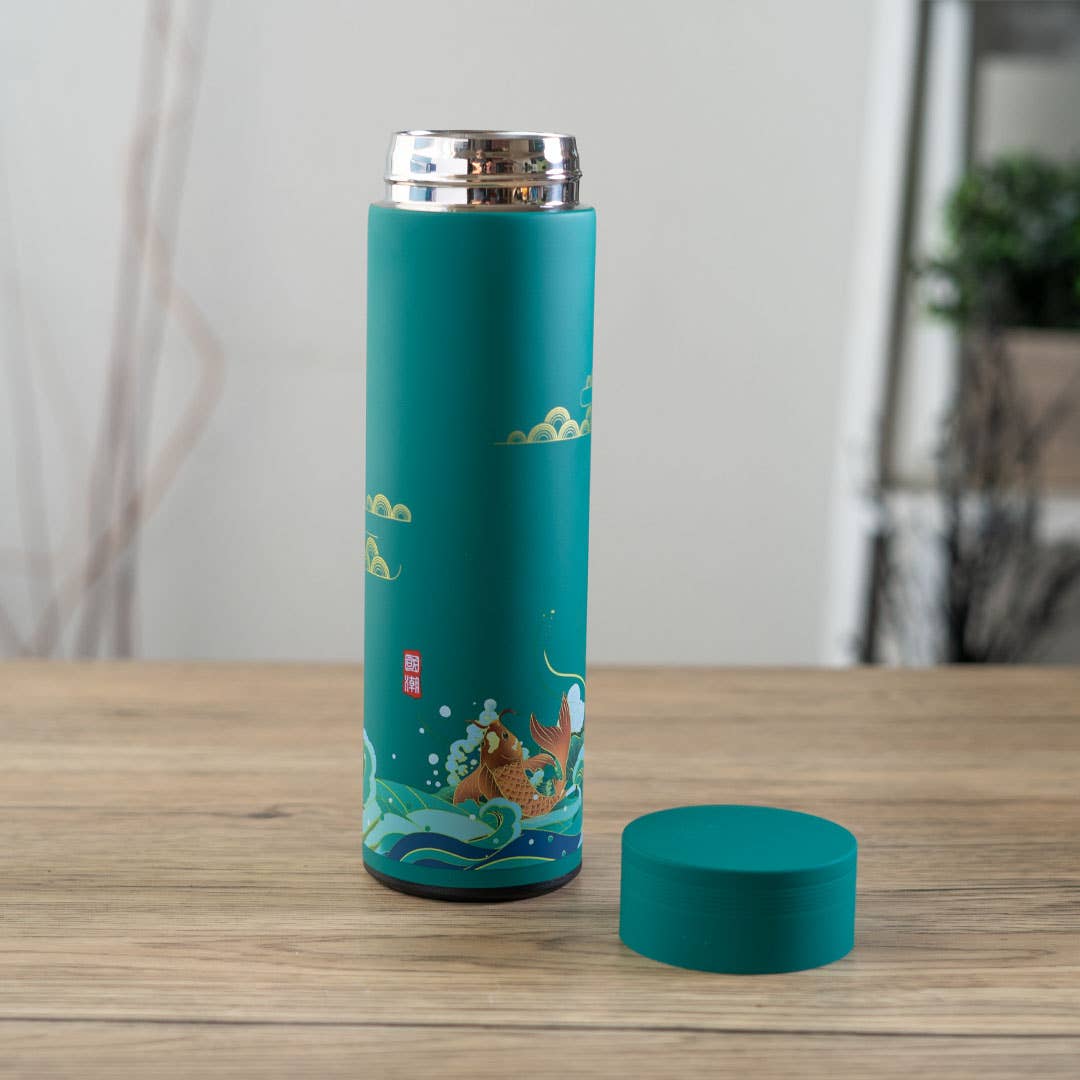 17OZ VACUUM INSULATED STAINLESS STEEL THERMOS FLASK - KOI & CLOUDS-2
