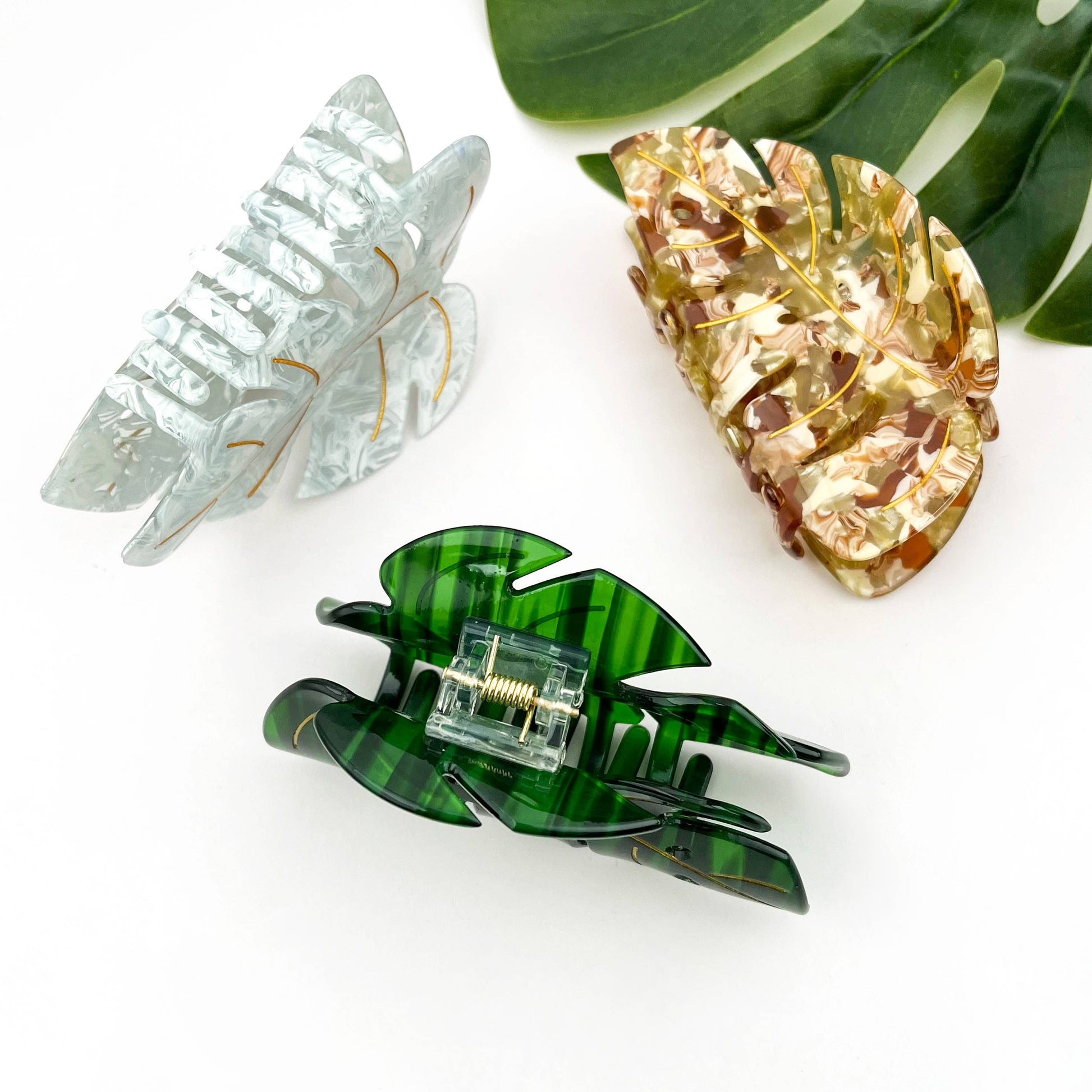 Tropical Monstera Leaf Hair Claw Clip-7
