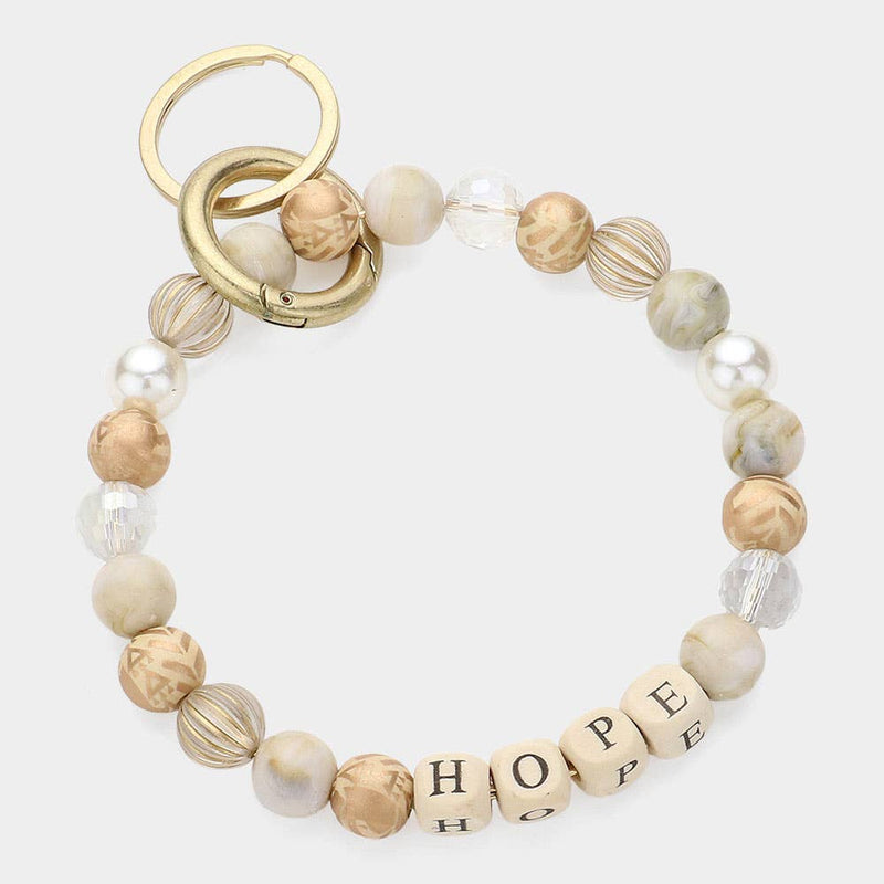 HOPE Message Accented Pearl Beaded Keychain / Bracelet-zoom-