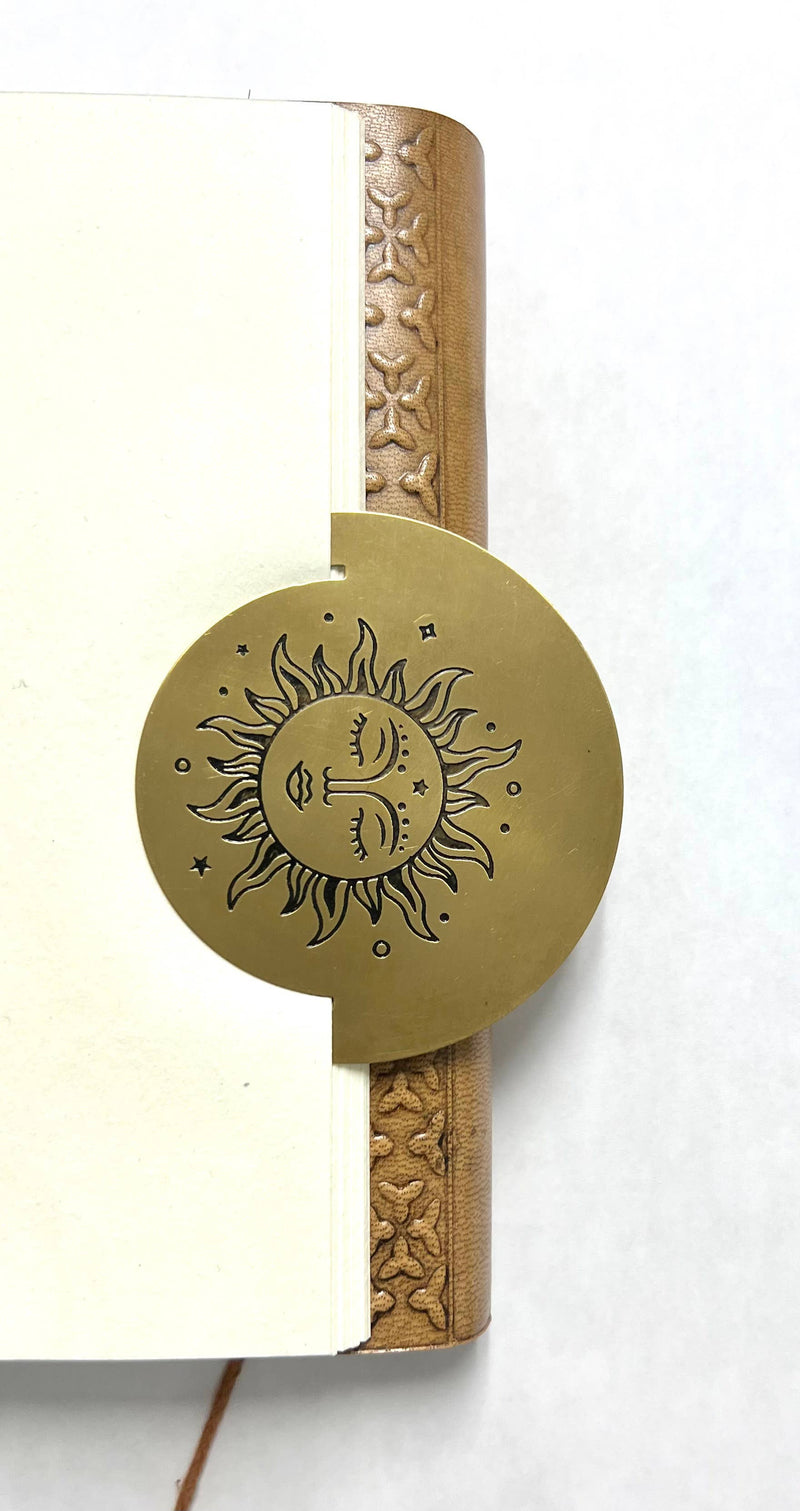 Solid Brass Bookmark Sun 2"-zoom-