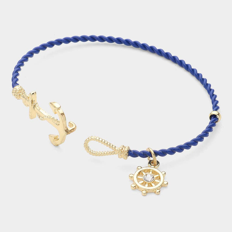 NAUTICAL ANCHOR HELM CHARM HOOK BRACELET-zoom-