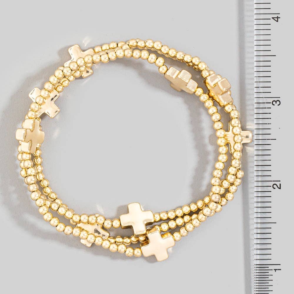 Mini Cross Charms And Metallic Beads Bracelet-zoom-6