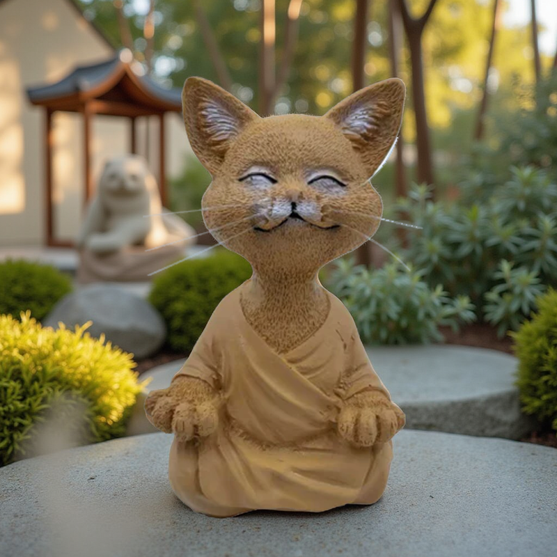 Happy Cat Buddha - Yellow-zoom-