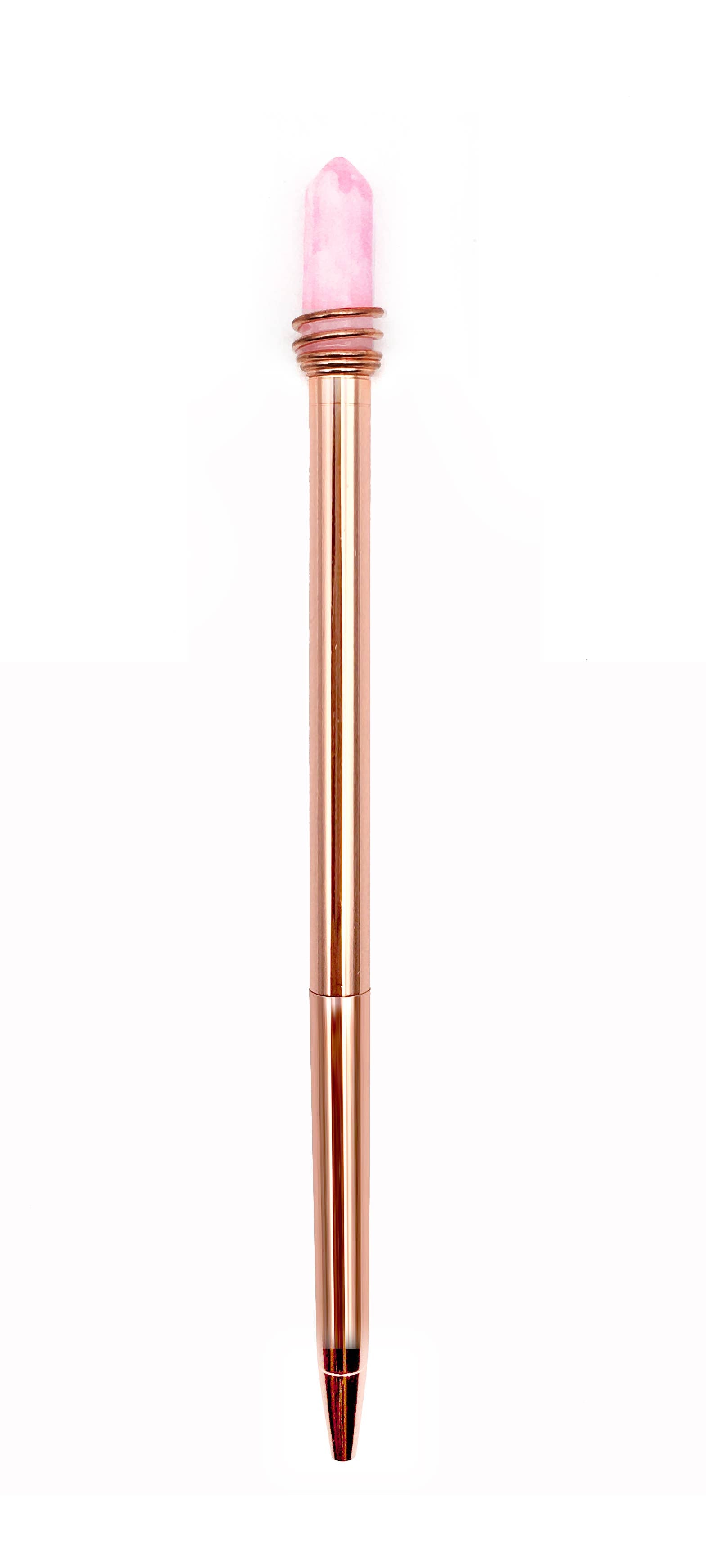 Rose Quartz Crystal Pen – Rose Gold