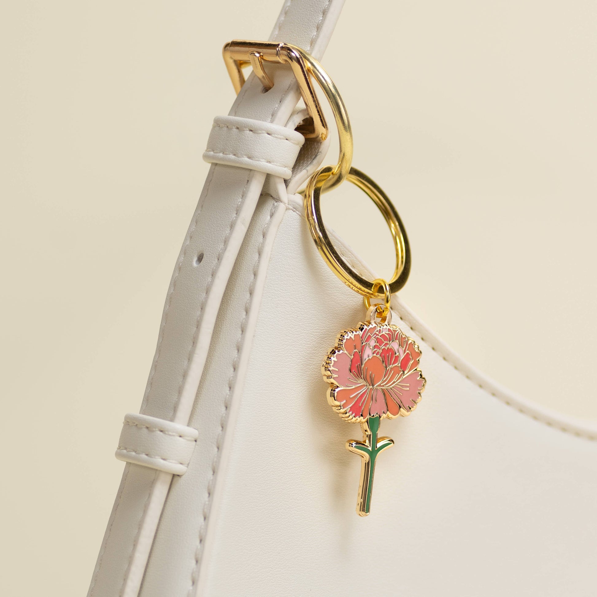 Pink Carnation Flower Keychain Bag Charm Floral & Plant Gift-2
