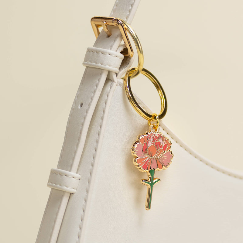 Pink Carnation Flower Keychain Bag Charm Floral & Plant Gift-zoom-