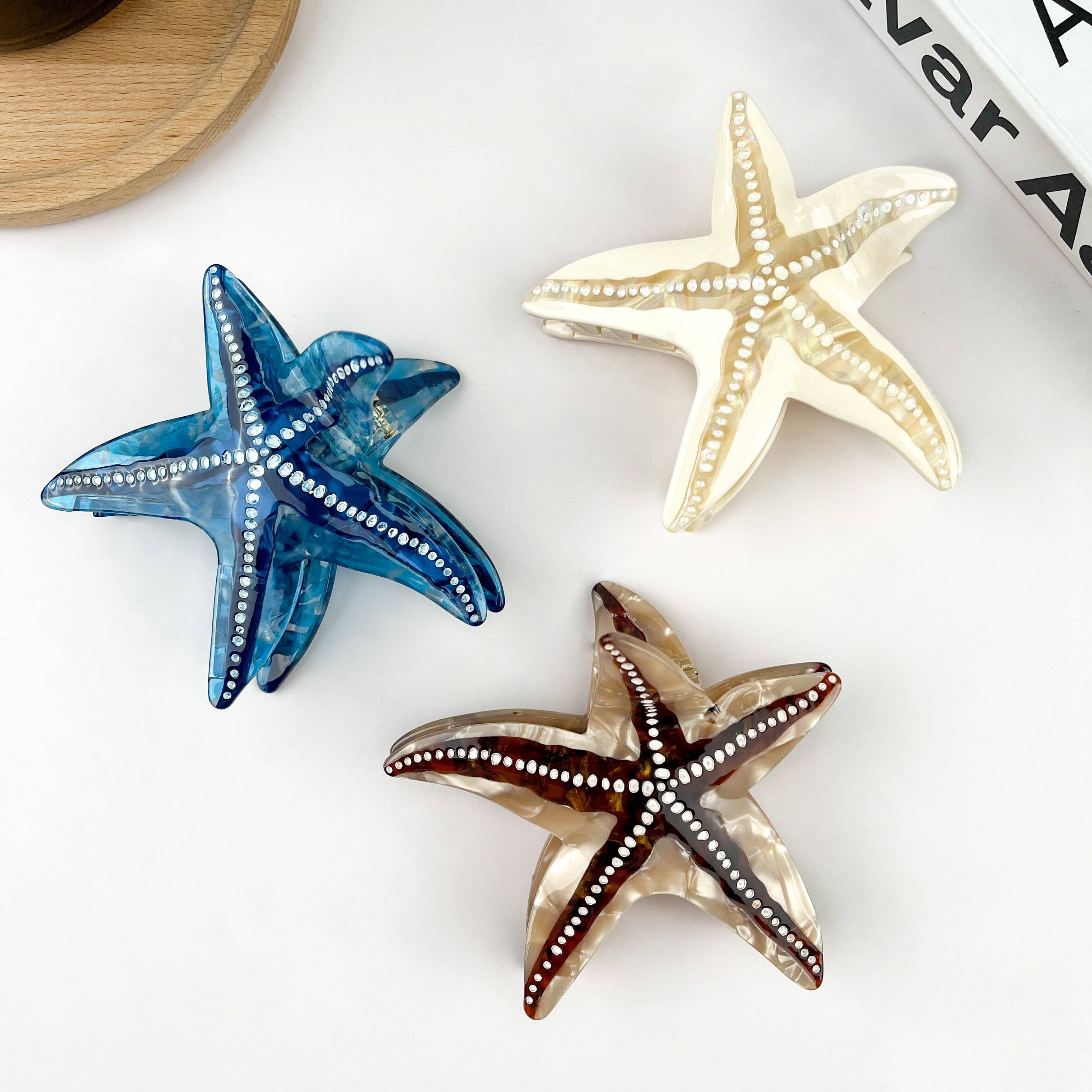 Starfish Hair Clip, Acetate Claw Clip-zoom-1