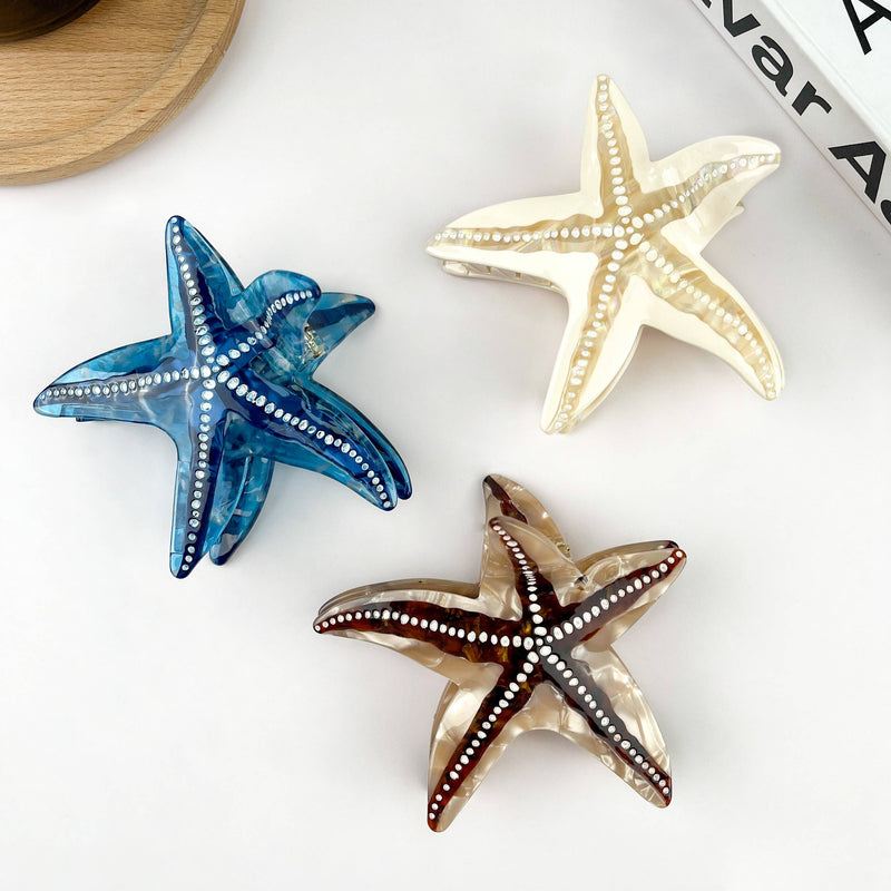 Starfish Hair Clip, Acetate Claw Clip-zoom-