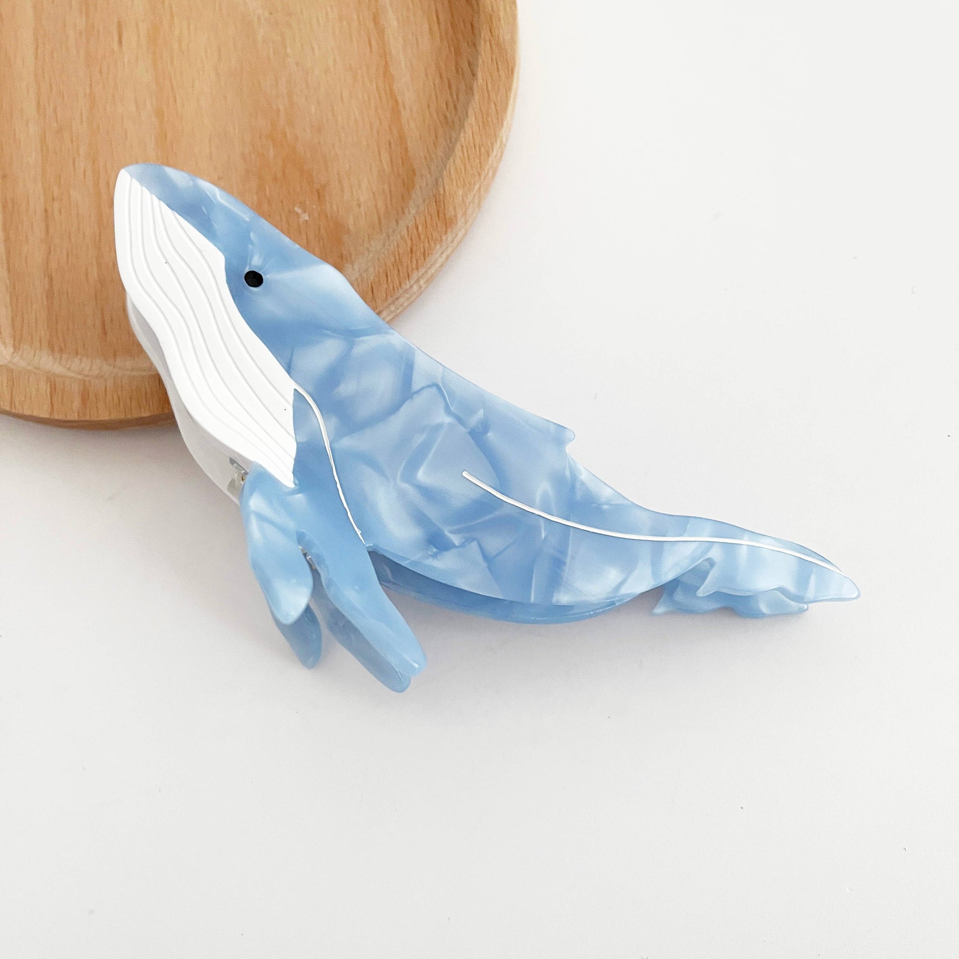 Light Blue Whale Claw Clip,Animal Hair Clip-5