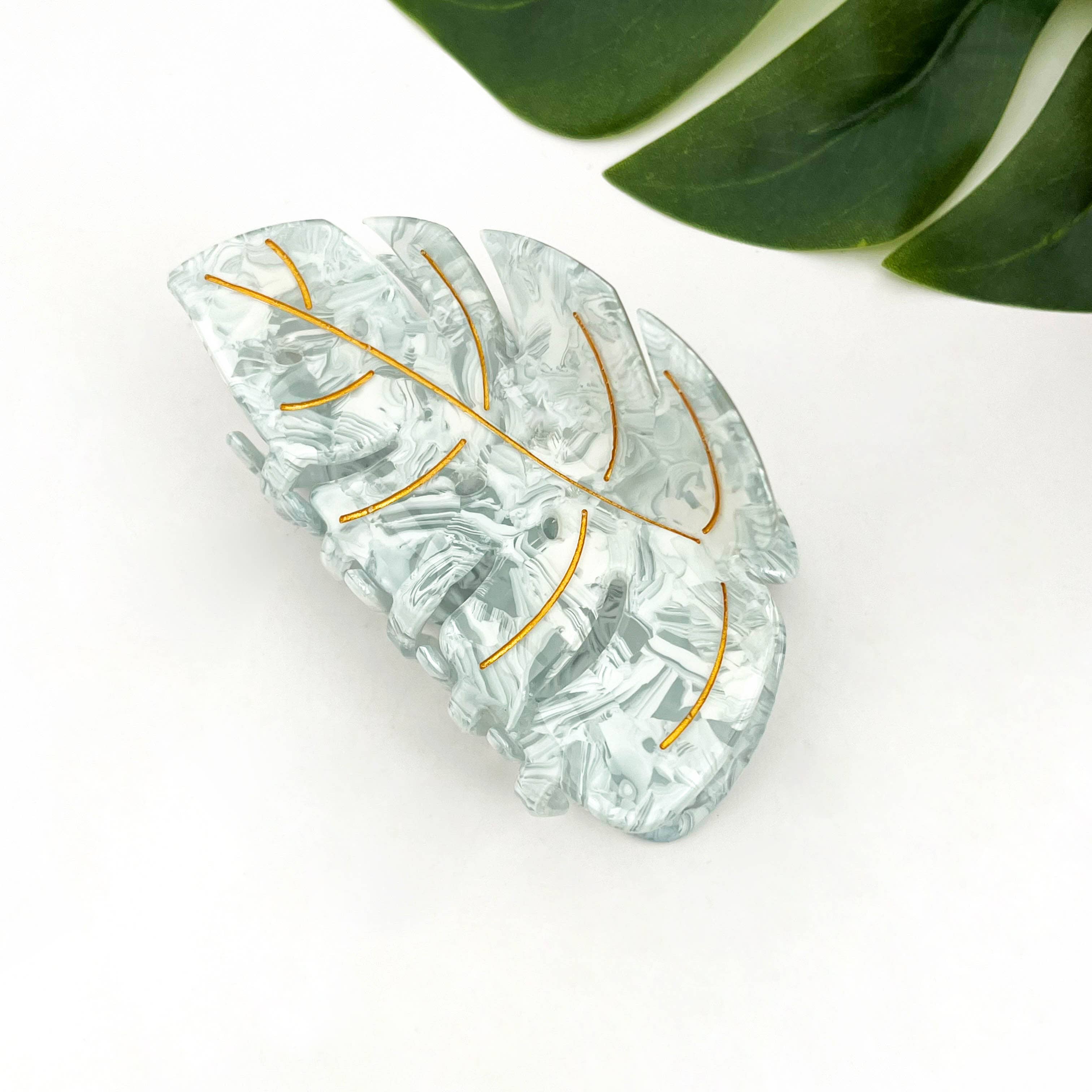 Tropical Monstera Leaf Hair Claw Clip-zoom-4
