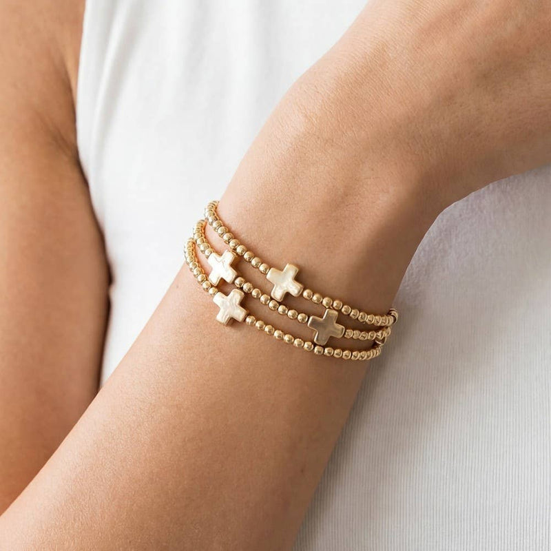 Mini Cross Charms And Metallic Beads Bracelet-zoom-