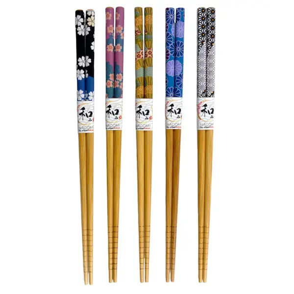 JAPANESE BAMBOO CHOPSTICKS - FLORAL PRINTS (SET OF 5)/GIFT BOX-zoom-3