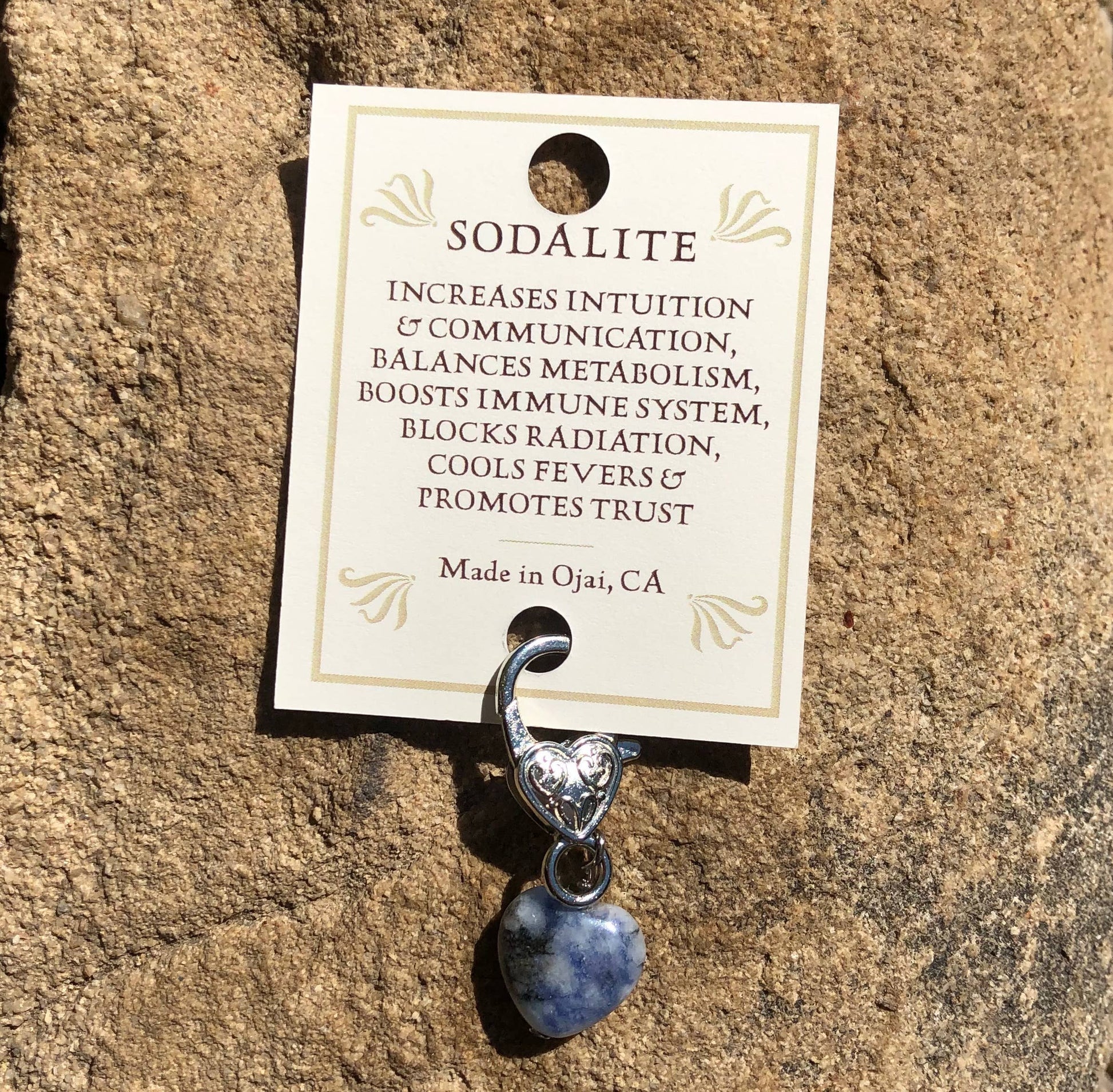 Sodalite heart Crystal Pet Pendant for Holistic Support-3